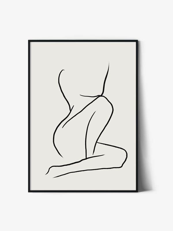 Tablou Abstract Art Woman Form Line Art Grey