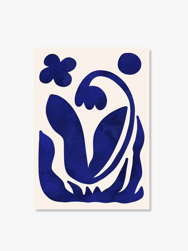 Abstract Blue Floral Matisse inspired no. 1