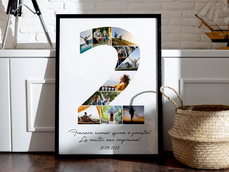 Tablou colaj personalizat cu fotografii sub forma unui numar