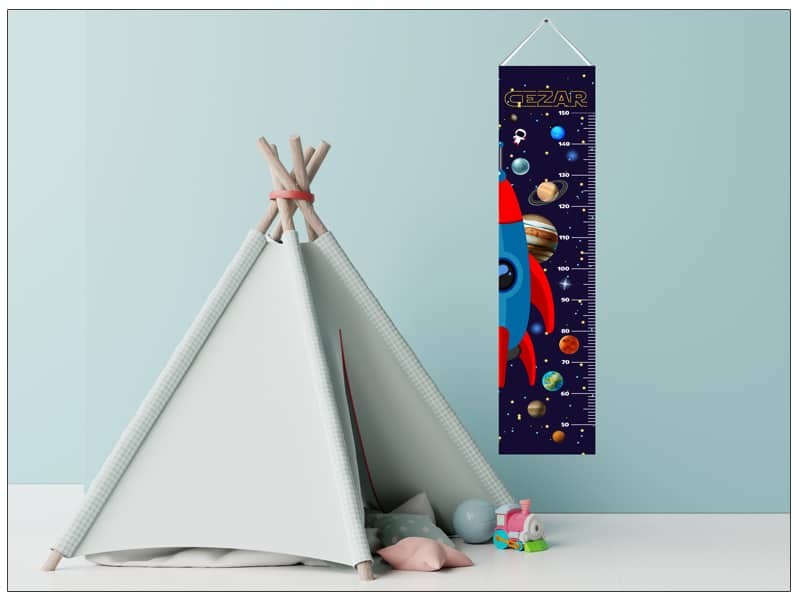 Rigla de masurat inaltimea, pe panza canvas, personalizata cu un mesaj | Solar System