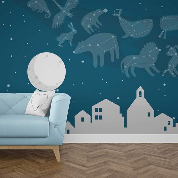Foto Tapet Camera Copiilor Stele si luna