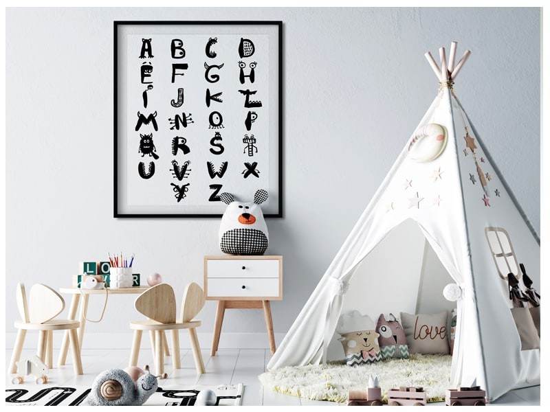 Tablou decor cu Alfabetul cu monstruleti