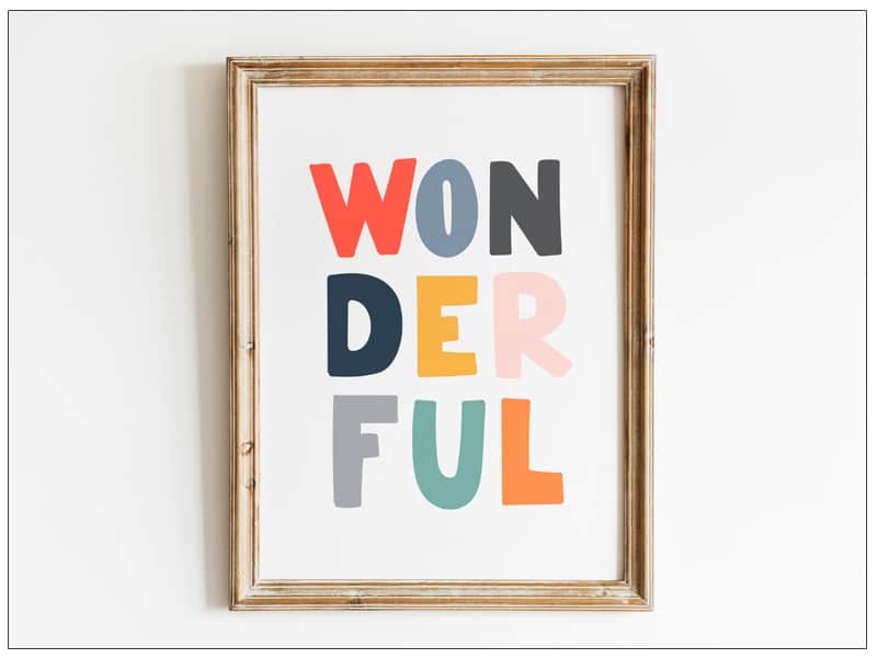 Tablou cu mesaje emotionate camera copilului - Wonderful