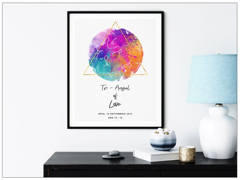 Tablou personalizat cu harta stelelor watercolor