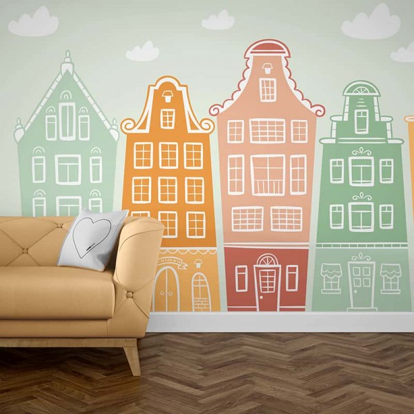 Foto Tapet Camera Copiilor Casute Simpatice Colorate