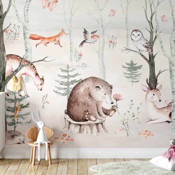 Foto Tapet Camera Copiilor Animale din Padure