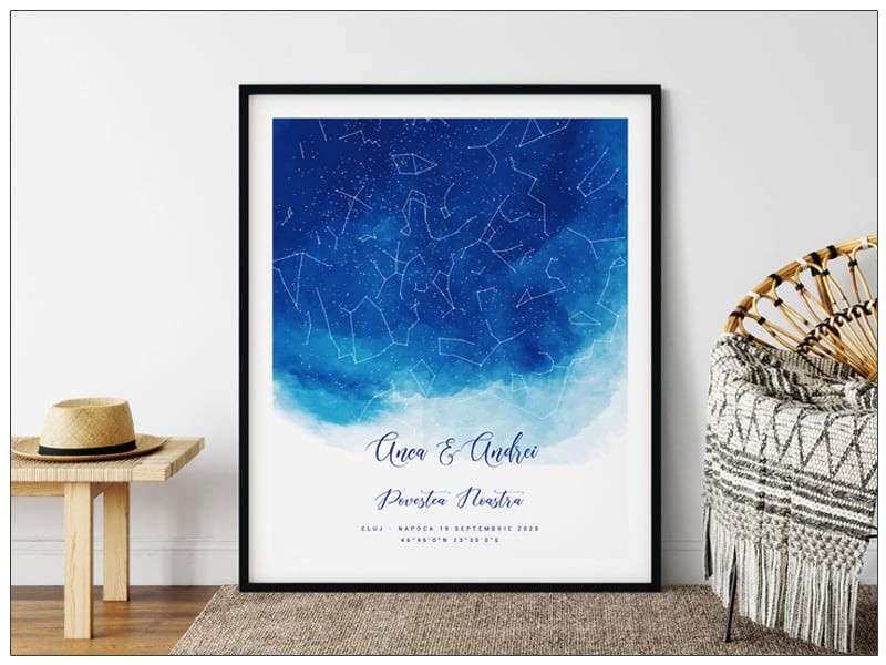 Tablou personalizat cu pozitia stelelor BLUE SKY