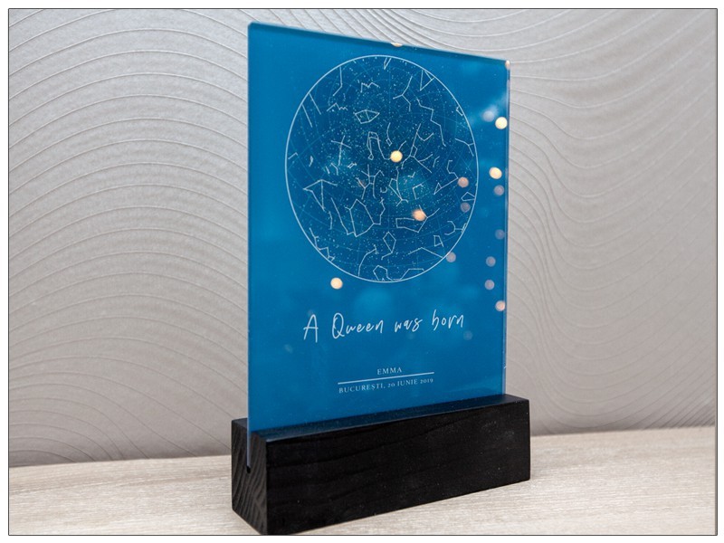 Tablou cu harta pozitiei stelelor pe sticla acrilica