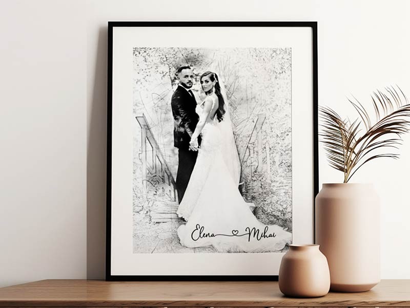 Tablou personalizat cu schita in creion