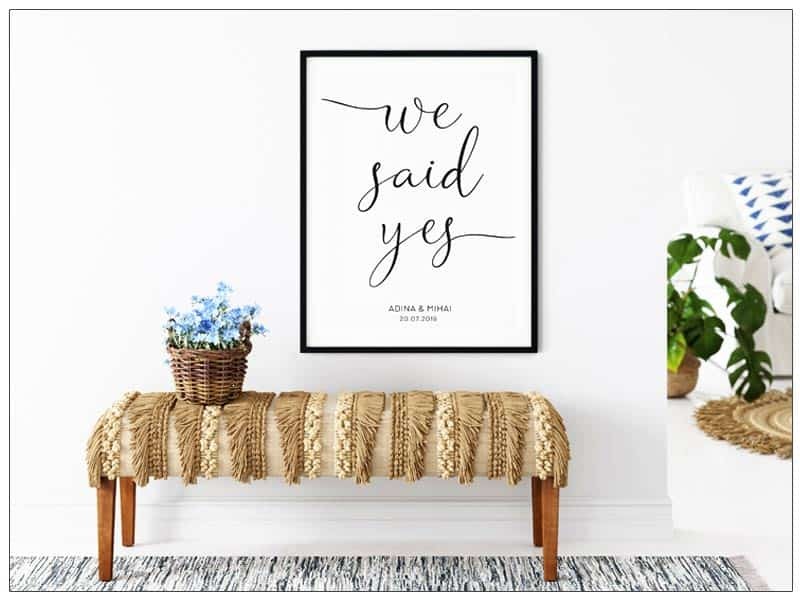 Tablou personalizat cu data nuntii | We said yes