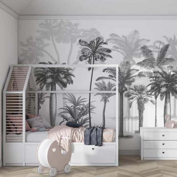 Tapet Tropical Forest Black & White