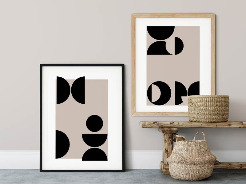 Set tablouri, canvas abstract  Round Black Shapes