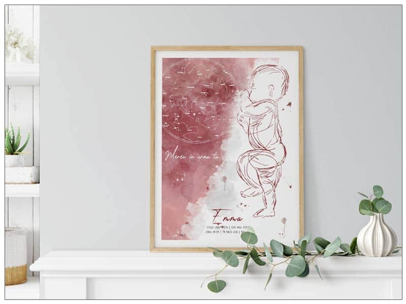 Tabloul copilului tau in marime naturala si harta stelelor