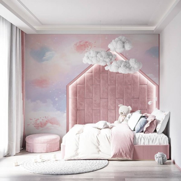 Tapet pentru copii nori pastel