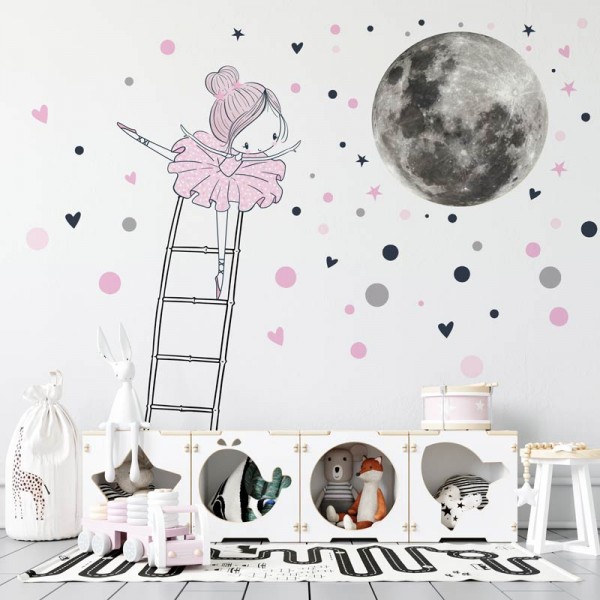 Autocolant de perete Girl on the Moon