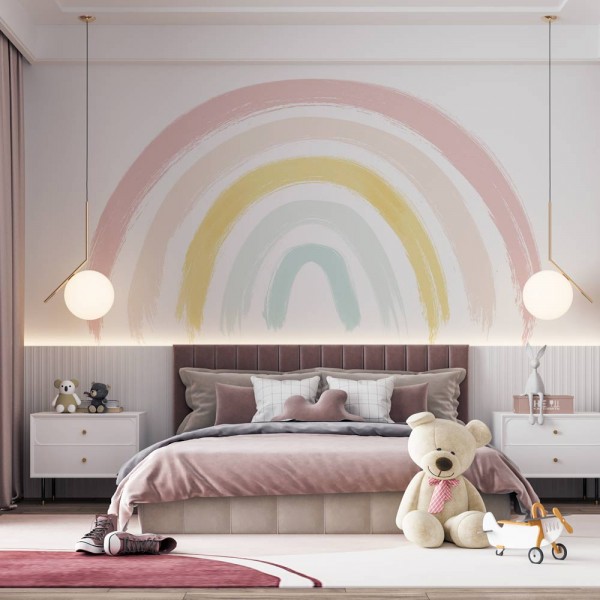 Tapet pentru copii curcubeu pastel