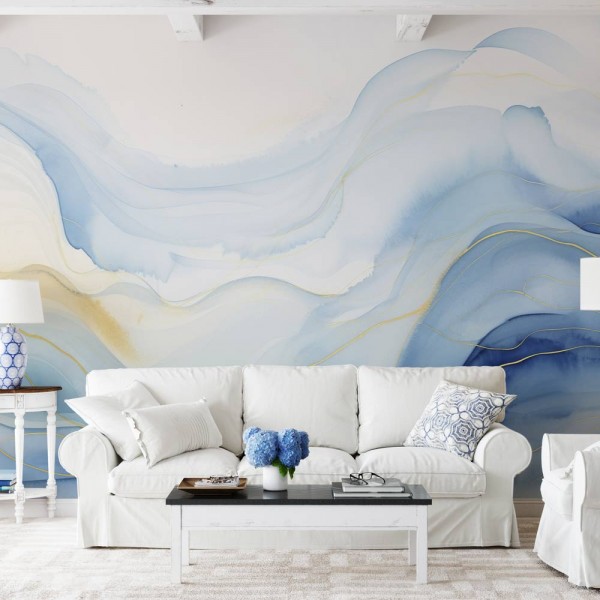 Tapet Abstract Albastru Fluid