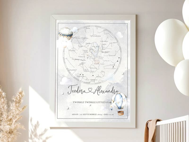 Tablou stelar cu harta pozitiei stelelor camera copiilor