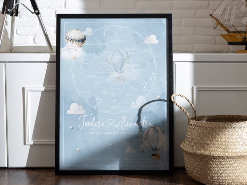 Tablou stelar cu harta pozitiei stelelor camera copiilor