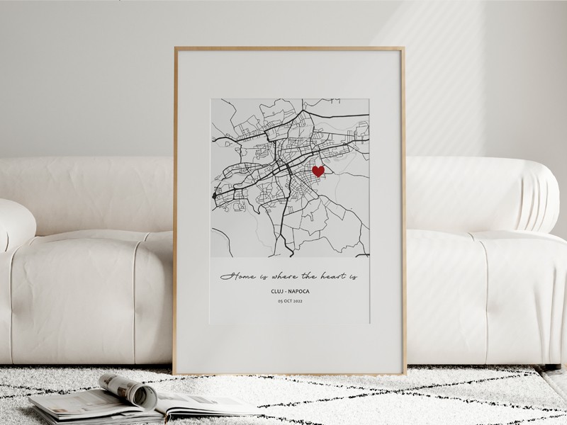 Tablou personalizat cu harta unui loc