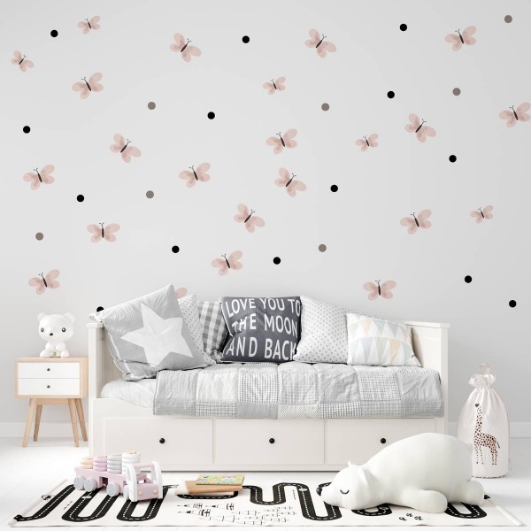 Sticker textil fluturi roz