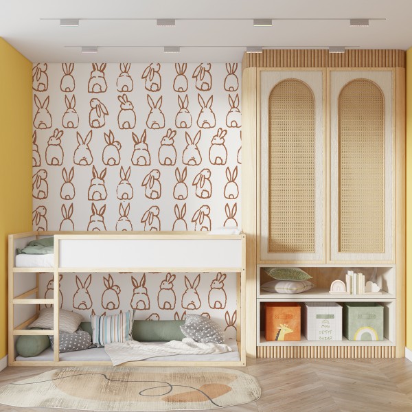 Tapet pentru copii Bunny Bun White