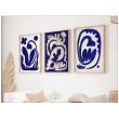 Set 3 Tablouri Abstract Art Blue Floral Matisse