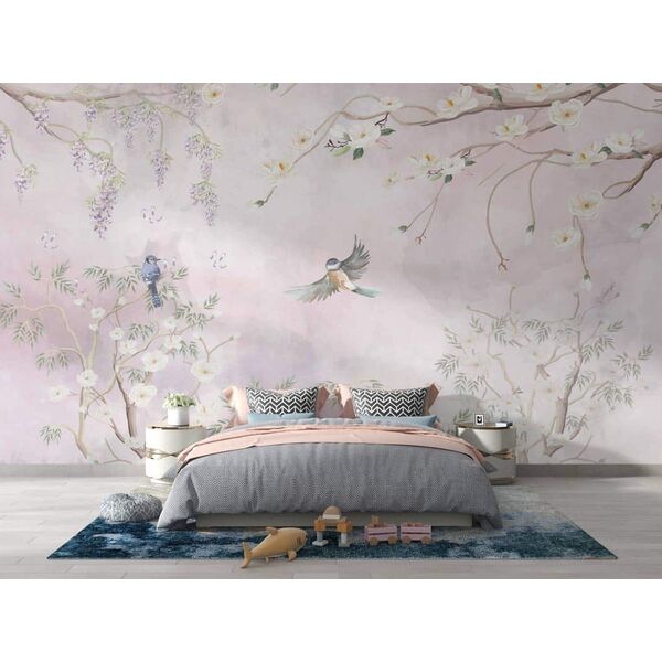 Tapet flori de magnolie si glicina