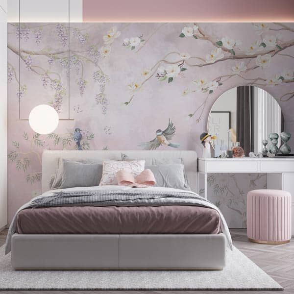 Tapet flori de magnolie si glicina