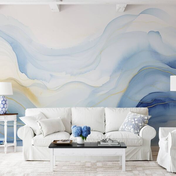 Tapet Abstract Albastru Fluid