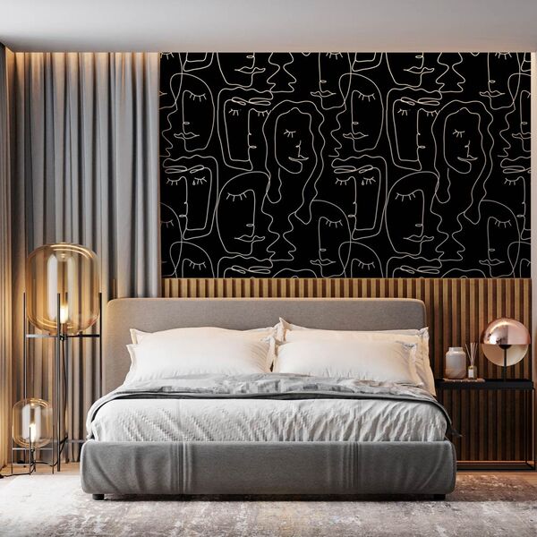 Tapet Abstract Noir Visages