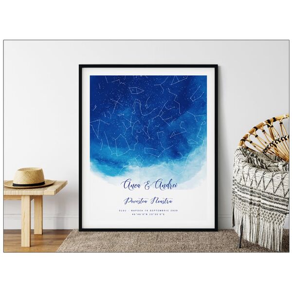 Tablou personalizat cu pozitia stelelor BLUE SKY