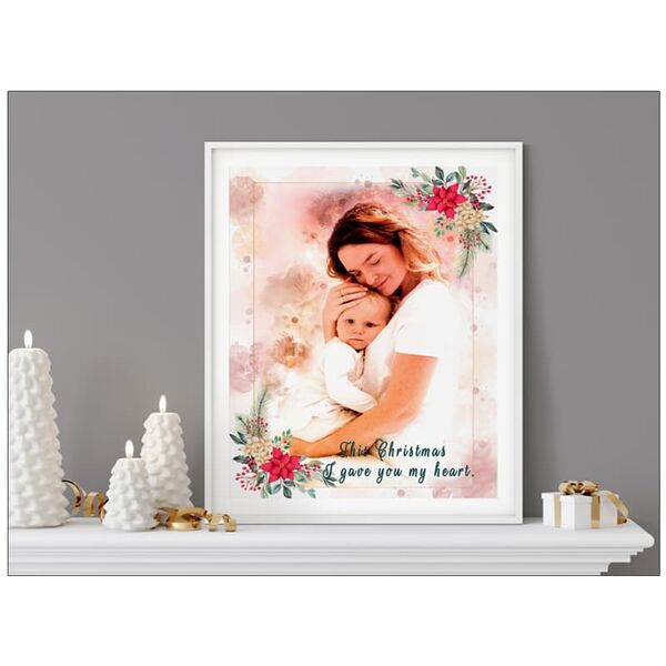 Tablou personalizat pentru Craciun in stil watercolor